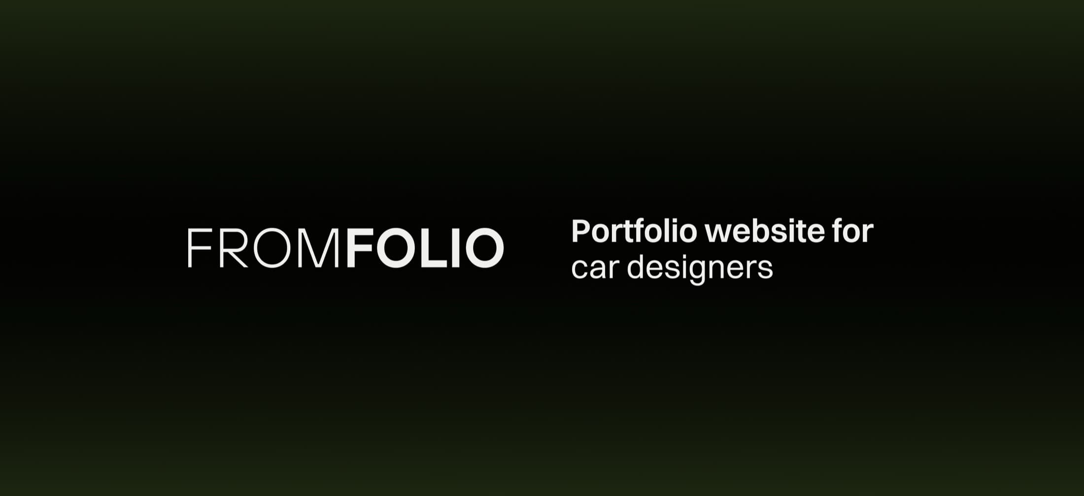 FROMFOLIO title card reading: portfolio website for car designers