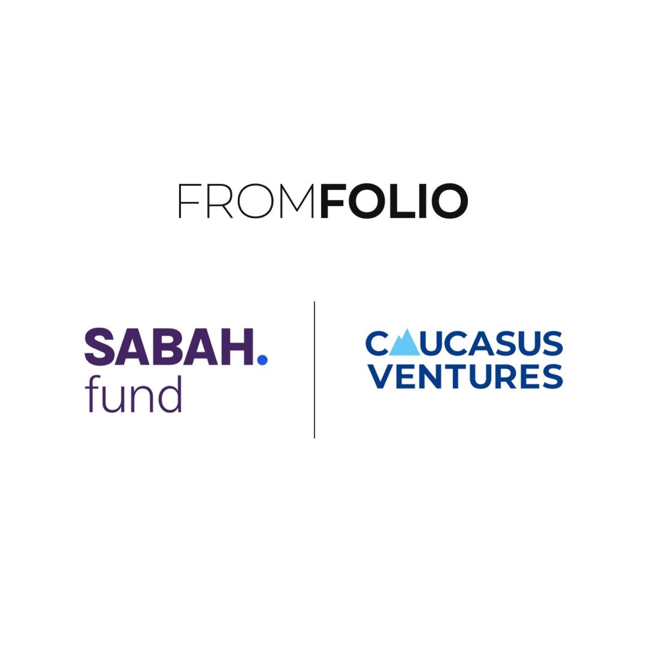 FROMFOLIO wordmark above SABAH.fund and Caucasus Ventures partner logos
